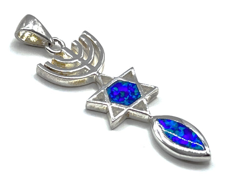 Sterling Silver With Opal Grafted In Pendant